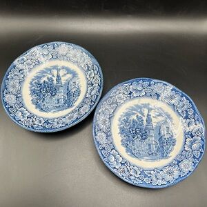 LIBERTY BLUE Historic Colonial Scenes Old North Church 5.75” Saucer Lot Of 2